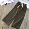 Girls  Corduroy Pants Spring Kids Solid Color Loose Wide-legged Trousers Autumn Teen Casual High Waist Straight Pant 5-12 Years