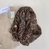 Vintage Cotton and Linen Scarf for Women Autumn and Winter Printed Thin Pleated Scarf Silk Scarf