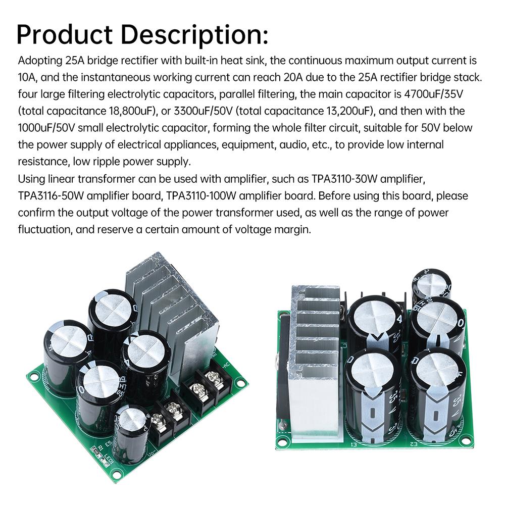 10A Single Power Module Power Amplifier Rectifier Filter Board Unregulated Power Supply Board Single Power Supply Board