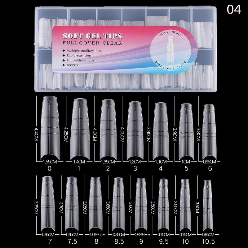 240Pcs Coffin Stiletto Trapezium Soft Gel Nail Tips With Auxiliary Lines Innovative Press On Nails Multifun Full Cover Fake Nail