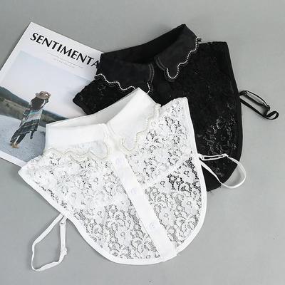 Women Fake Collar Handmade Lace Embroidery Necklace False Collar Detachable Shirt Collars for Women Removable Neck Ties