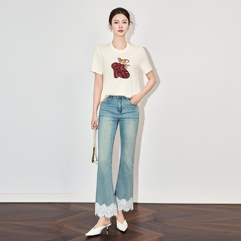 

Трехмерная вышивка пайетками в виде золотых рыбок, высокая эластичность, модная повседневная футболка XL белый