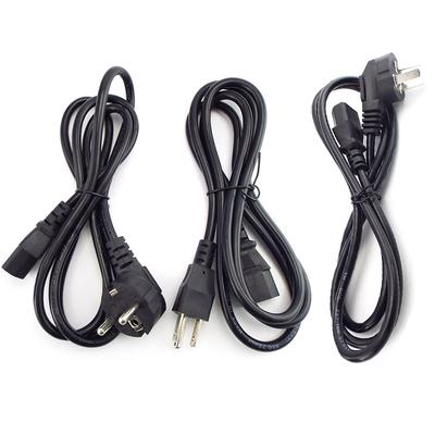 EU US AU 3 Prong AC Power Supply Cable Copper Wire Euro Plug Cord 1.5m  For Pc Monitor Printer IEC C13 Desktop