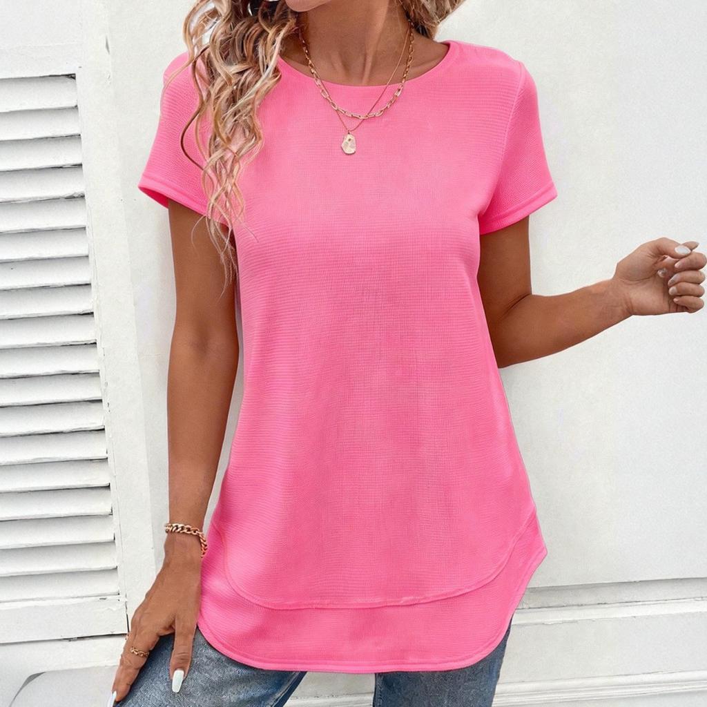 Dames Casual Ronde Hals Korte Mouw Losse Pullover Top In Meerdere Kleuren