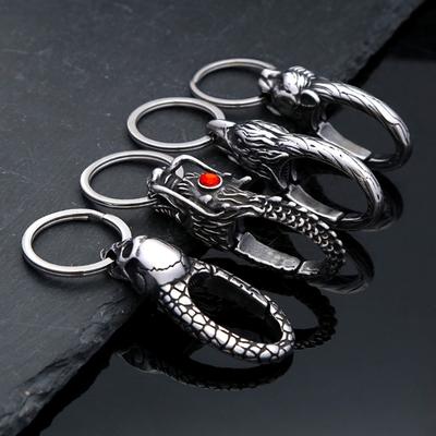 Sturdy Stainless Steel Keychain With Unique Dragon Head Designs Portable for Everyday Use and Fashion Accessory