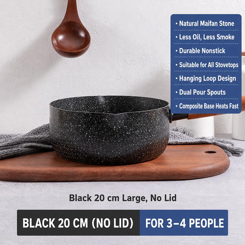 Japanese-style Snow Flat Pot Maifanite Non-Stick Glass Lid Induction Cooker Soup Baby Food Noodle Mini Cooking Pot