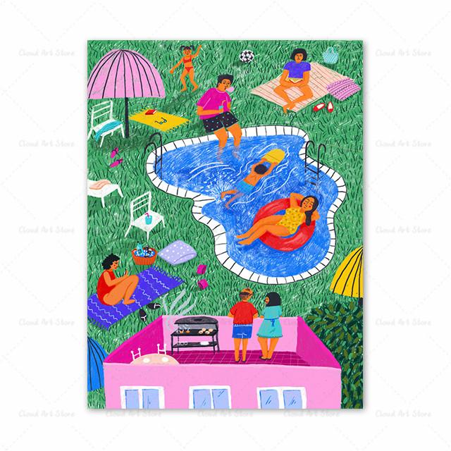 

Абстрактные растения, цветы, сад, кактус, горный пейзаж, холст, картина, бассейн, отпуск, настенное искусство, украшение для гостиной, домашний декор A4 21x30cm No frame