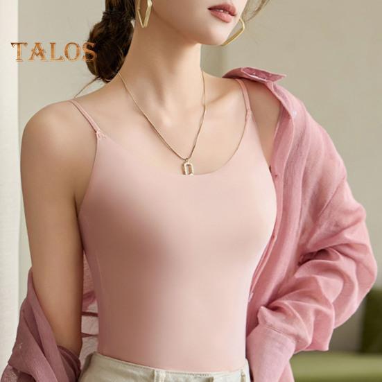 Dámský top tílko z umělého hedvábí Ledové hedvábí Saténové tílko Špagetová ramínka Bez rukávů Cami top Kulatý výstřih Hedvábná Letní základní halenka