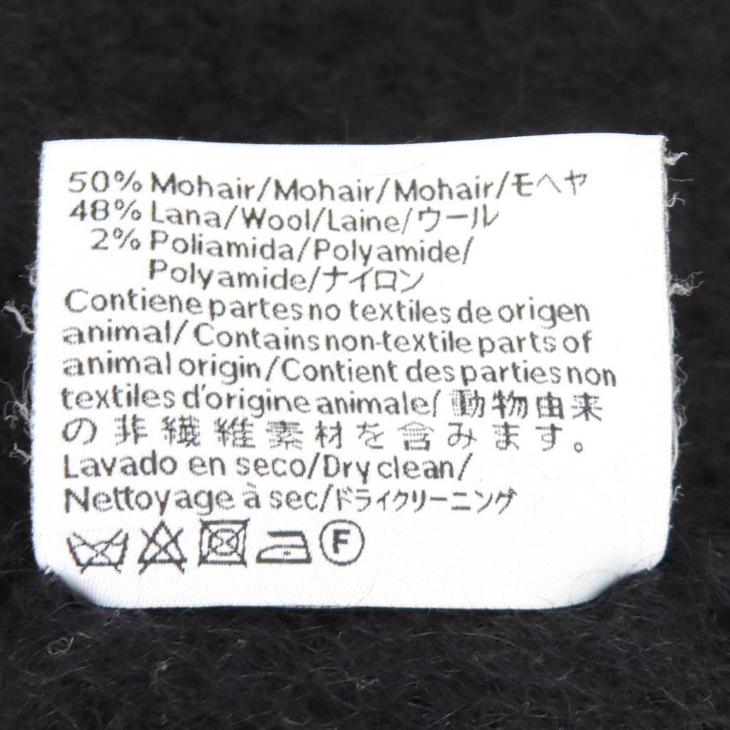 Great LOEWE Scarf Anagram logo patch fringe long black mohair Women Used