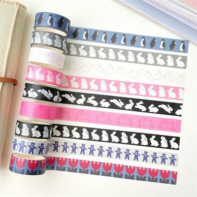 Koreanisch Ins Niedlicher Cartoon Hase Pinguin Washi Tape Scrapbook Journal DIY Landschaftsgestaltungsaufkleber Kawaii Tape Dekoration für Mädchen