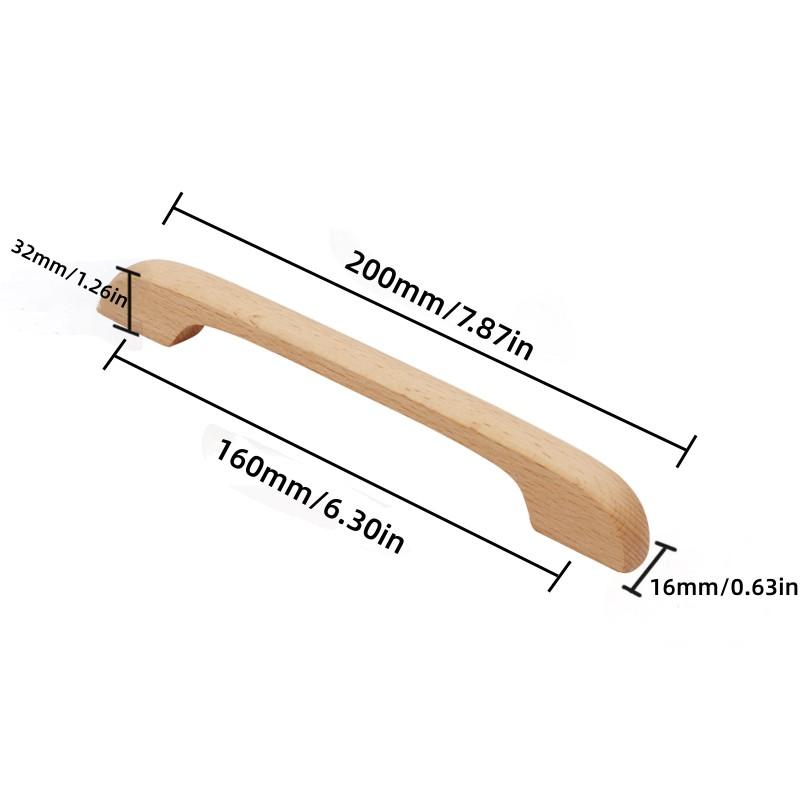 Poignée de meuble de cuisine en bois massif, boutons de tiroir de porte en bois, poignées de placard pour meubles