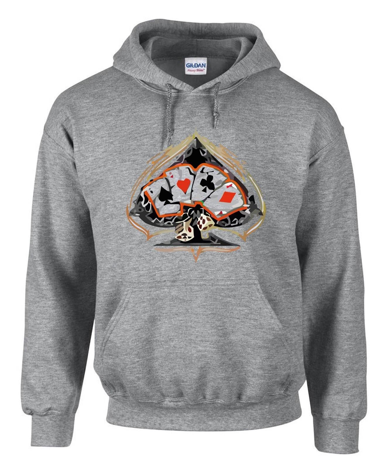 Hot Rod Poker Rockabilly Tattoo Graue Hoodies Kapuzenpullover -3082 -Grau XXXL