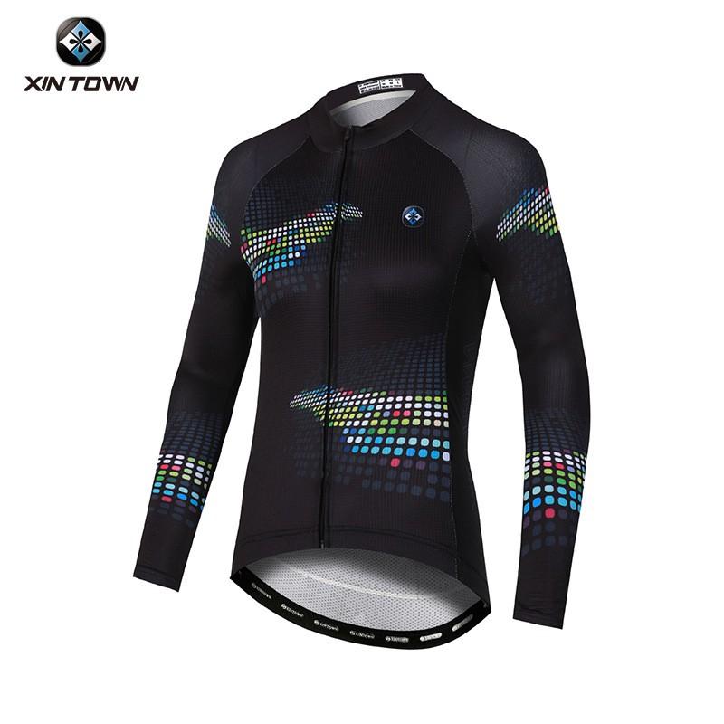 XINTOWN Womens Cycling Jersey Long Sleeve Top Road Bike Riding Moisture Wicking Biking Shirt