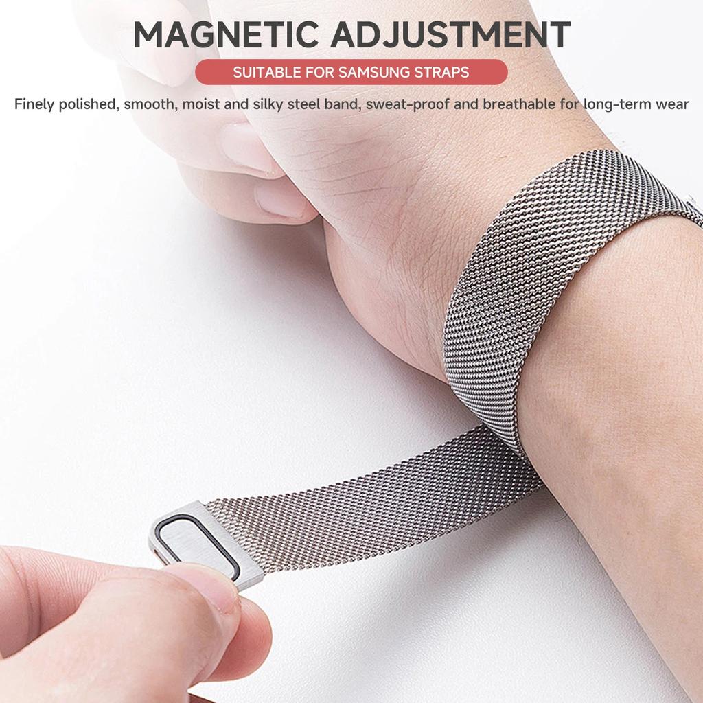 Coque PC + Bracelet Métal pour Samsung Galaxy Watch 7/6/5/4 44mm 40mm Bracelet Milanais Pare-chocs Protecteur en Verre Trempé Accessoires