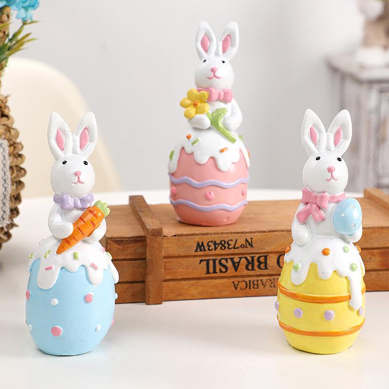 

Cute Bunny Shaped Easter Ornaments Cartoon Easter Egg Resin Decoration Living Room Desktop Decoration Crafts Children Gifts жовтий