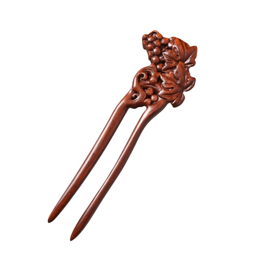 Haarschmuck Kopfschmuck Doppelte Haarnadel Holzgeschnitzt U-förmige Blumen Haargabel Chinesischer Stil Holz-Haarnadel Damen