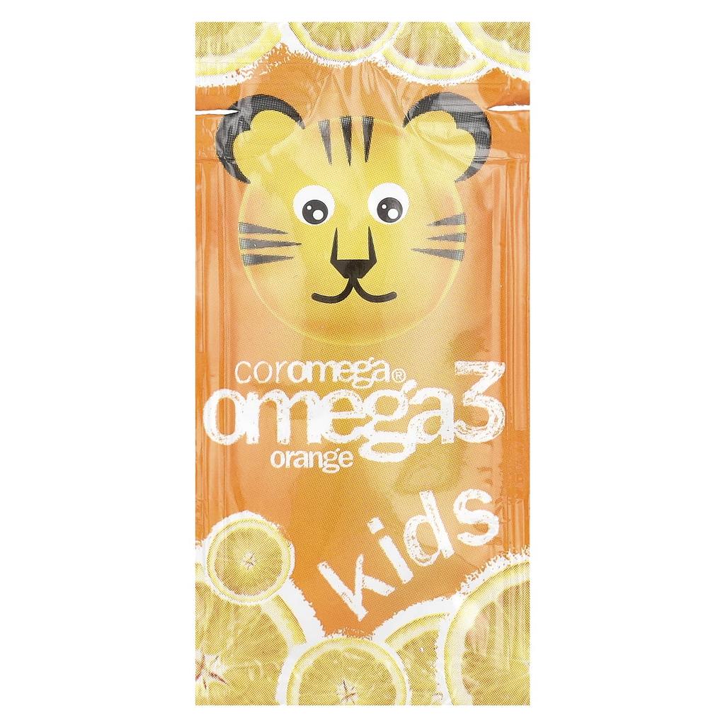 Coromega Kinder, Omega-3, Tropische Orange + Vitamin D, einzeln verpackte Packung mit 30 Stück (2,5 g)