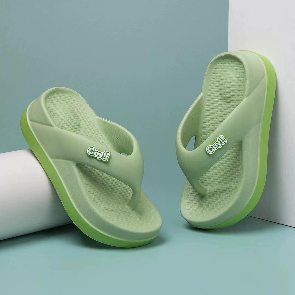 Flip-flops Women's Summer Outer Wear Thick-soled Stepping On Shit Feeling Beach Non-slip Clip Feet Color Matching Sandals and Slippers