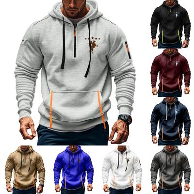 Men's Printed Sweatshirt Hoodie Zipper Arm Pocket Cardigan Men's Sports Large Size Casual Hoodie