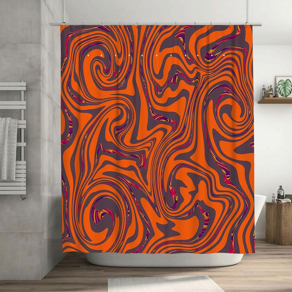 Abstract Wave Shower Curtain Modern Art Bathroom Decor Waterproof Fabric Liner Sets For Washroom