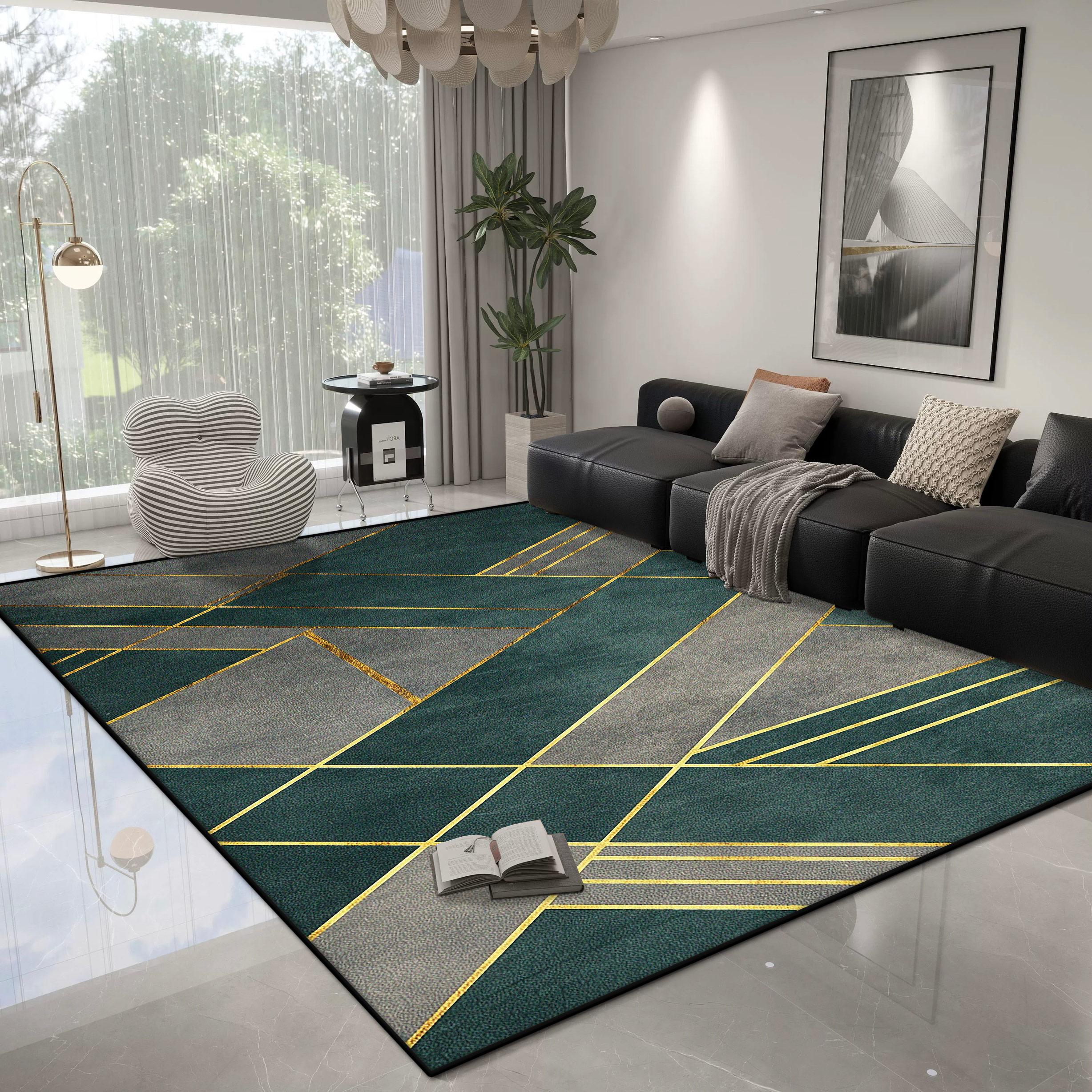 Modern Geometrisch Tapijt Woonkamer Licht Luxe Decoratie Slaapkamer Antislip Kleed Gemakkelijk Schoonmaken Lounge Pluche Vloermat Wasbaar 60*90cm