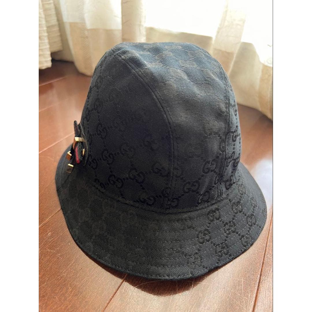 Used GUCCI GG pattern bucket hat black
