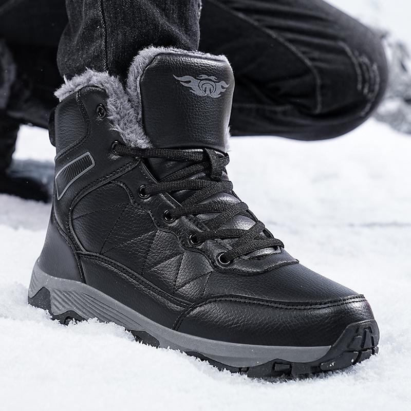 NeW Men Winter Snow Boots For Waterproof Leather Sneakers Super Warm Men's Boots Outdoor Male Hiking Boots Work Shoes Size 39-48