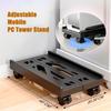 Adjustable Mobile PC Tower Stand with Wheels Under Desk CPU Holder Adjustable Stable Mobile Computer Host Stand for Home Office