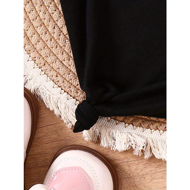 European Size Childrens Crew-neck Short-sleeved T-shirt with Bowknot Pattern Print