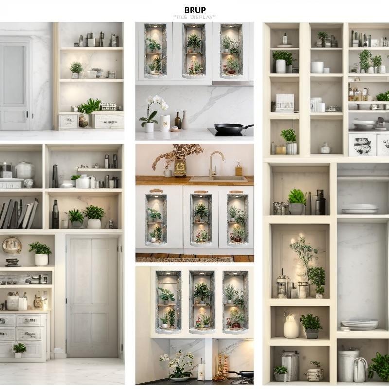 3D Topfpflanzen Wandaufkleber Realistisch Wasserdicht Abnehmbar Selbstklebende Decals für Küchenrückwand Heimdekoration