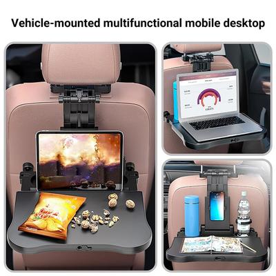 Car Backseat Organizer Rack Multifunctional Tablet Holder Foldable Seat Back Laptop ABS Table Tray for Working Travel Eating