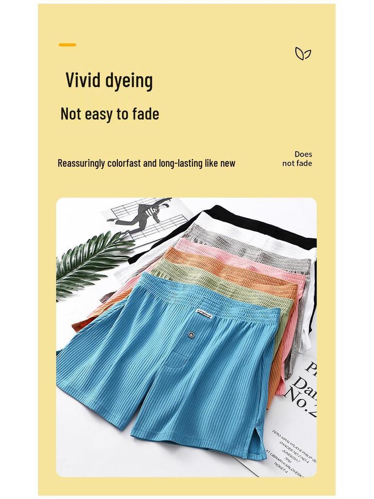 Men's Summer Cotton Ribbed Sport Shorts - Breathable, Solid Color, Plus Size Underwear