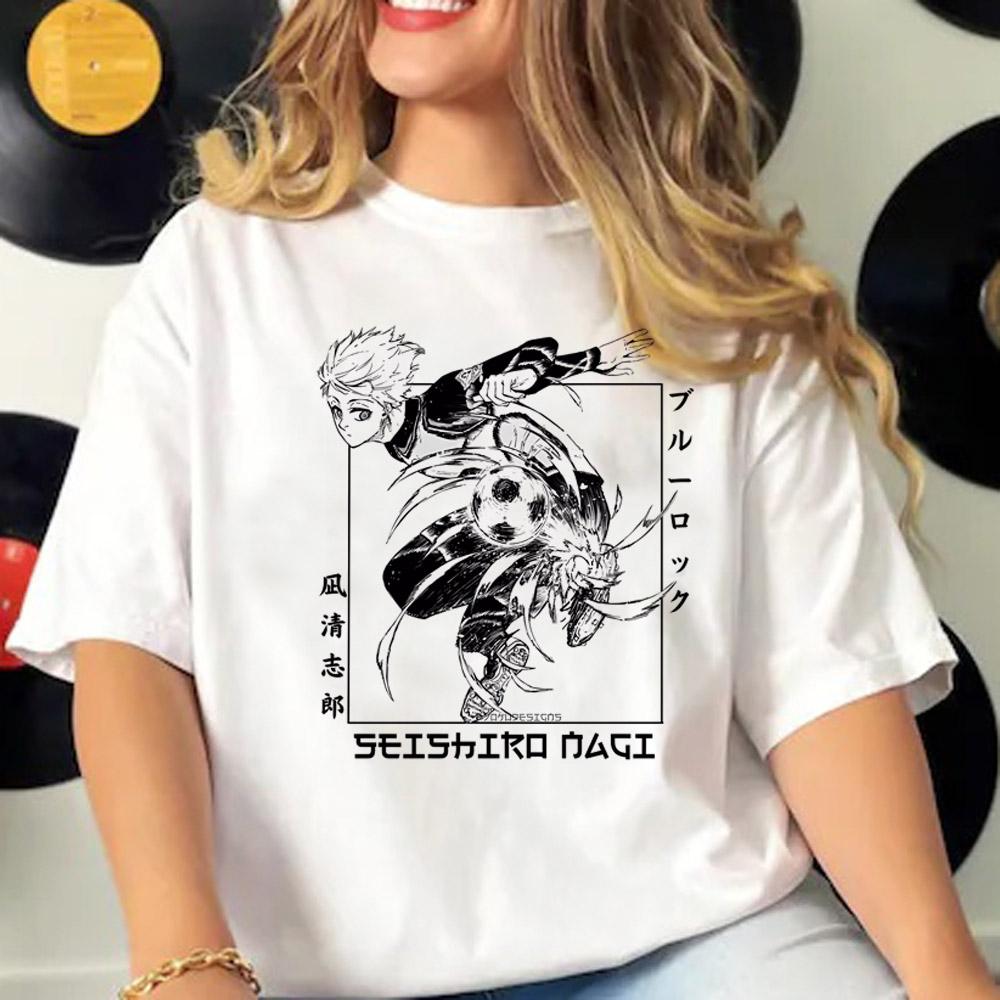 Japanese Anime Blue Lock T Shirt Women Men Short Sleeve T-shirt Harajuku Tops Tees Cartoon Streetwear