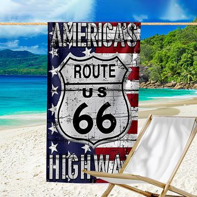 Proof Beach Towel with a U.S. Route 66 Pattern - Soft,absorbent,quick-drying,machine Washable - Perfect for Swimming,camping,bathing