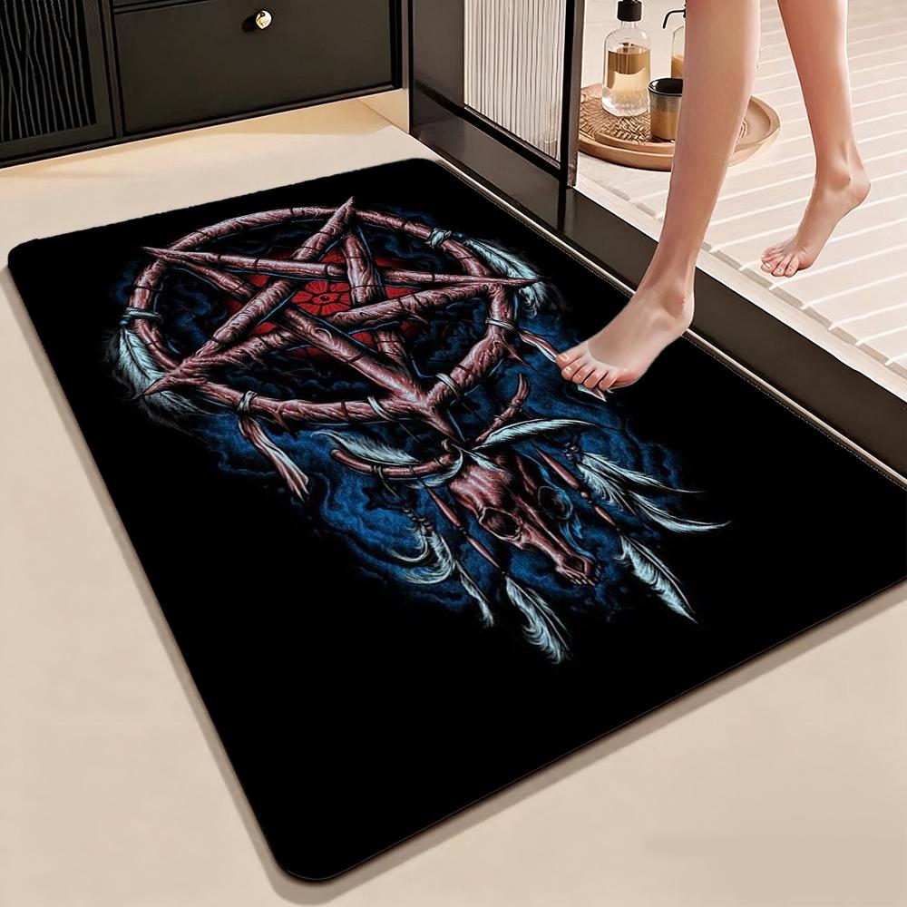 Satanic Black Goat Ritual Rectangular Rug Soundproof Noisereducing Carpet For Living Room Hallway Balcony Home Party Decor Halloween Gift