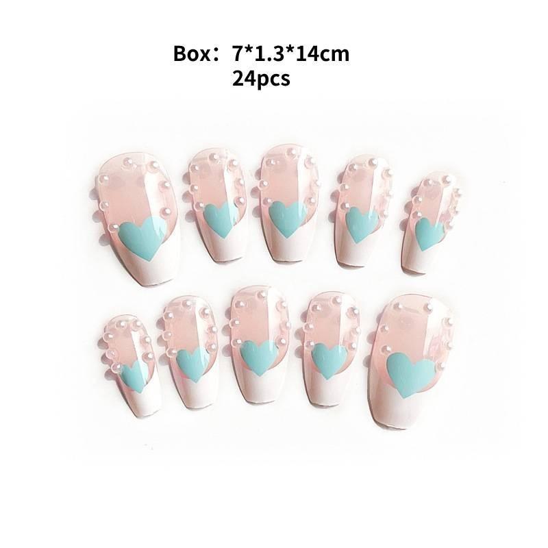 

Piercing Nail Manicure Patch Fake Nails Finished Product With Pearl Hearts