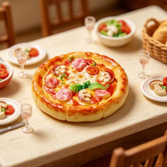 Miniature Scene Decorations 2Pcs Mini Resin Pizza Ornaments, Realistic Miniatures, Tiny Simulation Figures Food Ornaments for DIY Craft Project, Doll