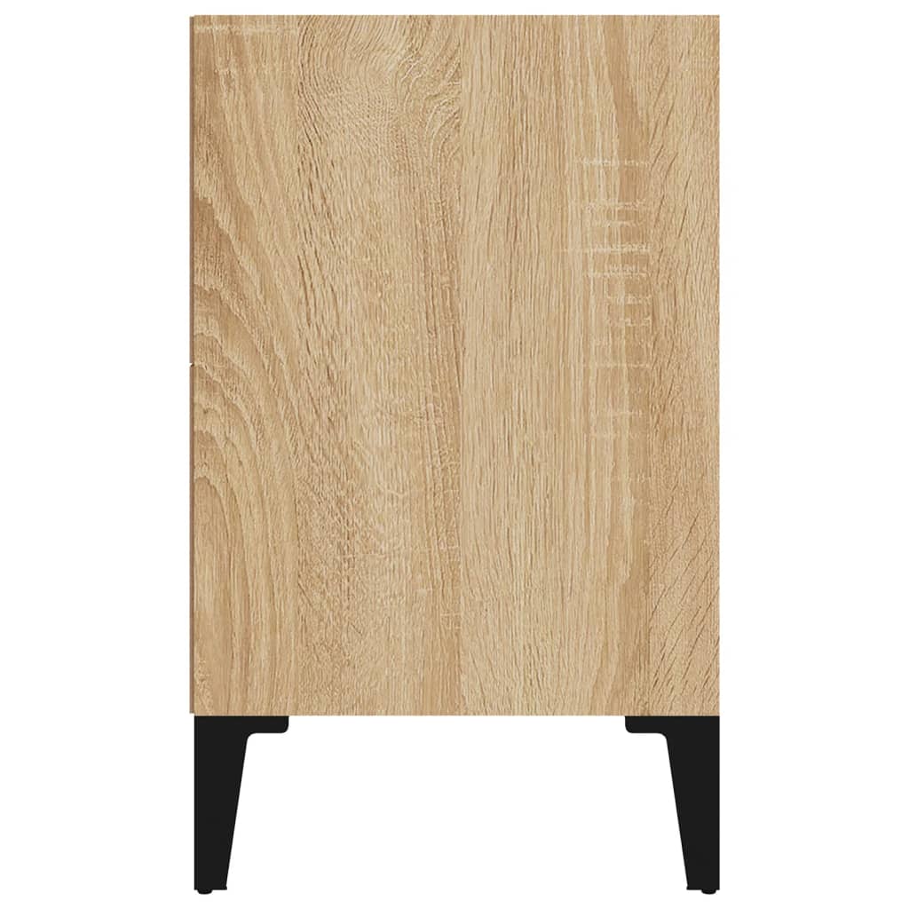 Nightstand with Metal Legs Sonoma Oak Finish 40 x 30 x 50 cm