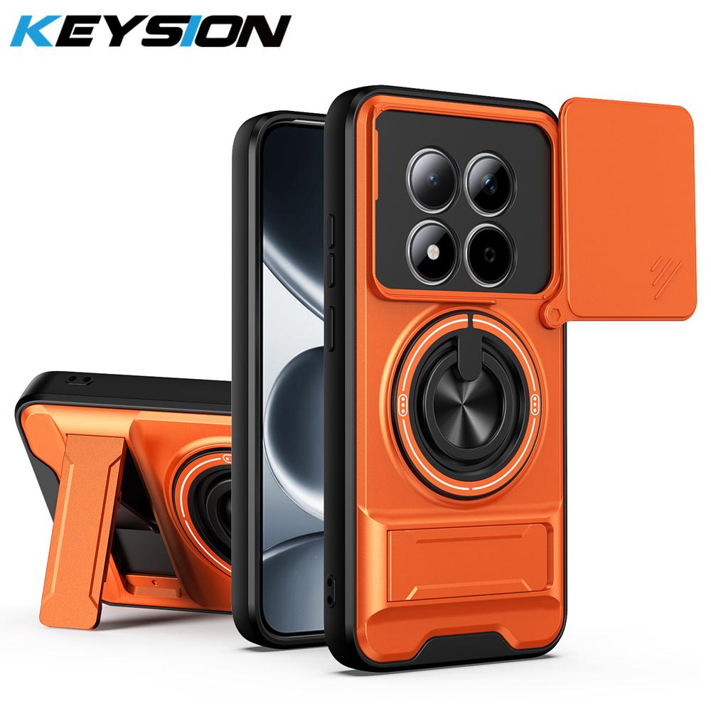 KEYSION Magnetic Phone Case for Redmi Note 15 Pro+ 5G 15 Pro 4G 5G Slide Camera Protection Upright Kickstand Ring Shockproof Back Cover