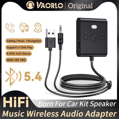 Bluetooth 5.4 AUX Car Adapter Wtih Mic 3.5MM USB U-Disk Stereo Wireless Audio Receiver Car Kit Handsfree Calls Navigation Music