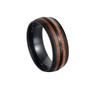 Wood Grain Inlaid Stainless Steel Wedding Ring 8mm Silver/black/men's Wedding Ring High Polished Anniversary Ring Comfortable