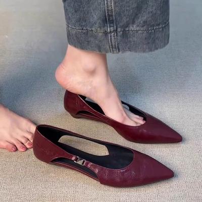 Hollow Flat Heel Pointed Hollow Small Single Shoes for Women's Spring and Summer New Shallow Mouth Beautiful High-end Single Shoes