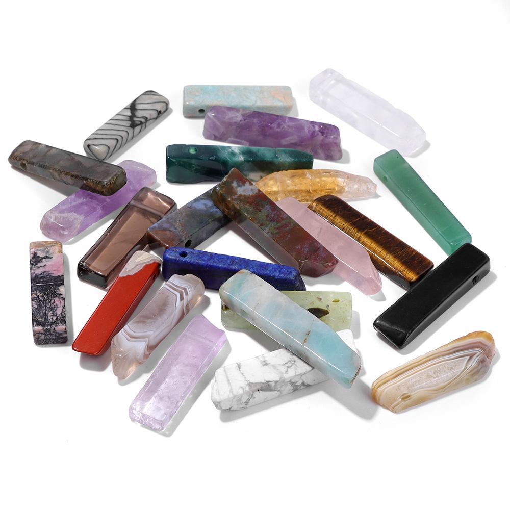 5pcs/lot Natural Gem Stone Beads Real Top Drilled Citrines Amethysts Labradorite Quartz Stick Beads For Jewelry Making Necklace