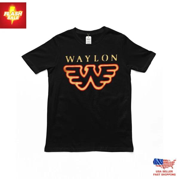 New Apparel Waylon Jennings Flying W T-Shirt Country Rock Music Black Tee S