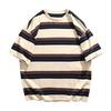Summer new fashion casual loose striped short-sleeved T-shirt couple versatile Japanese trendy brand ins half-sleeved t-shirt