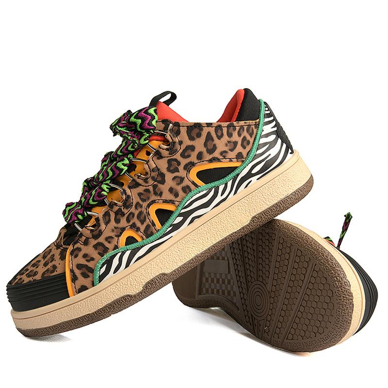 

Новые повседневные спортивные кроссовки из микрофибры унисекс большого размера на толстой подошве со швом 45 леопардовый