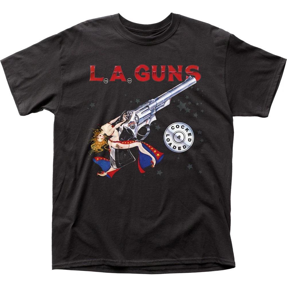 L.A. Guns Cocked and Loaded Mens T Shirt Music Classic Rock Band Tee New Black 2XL