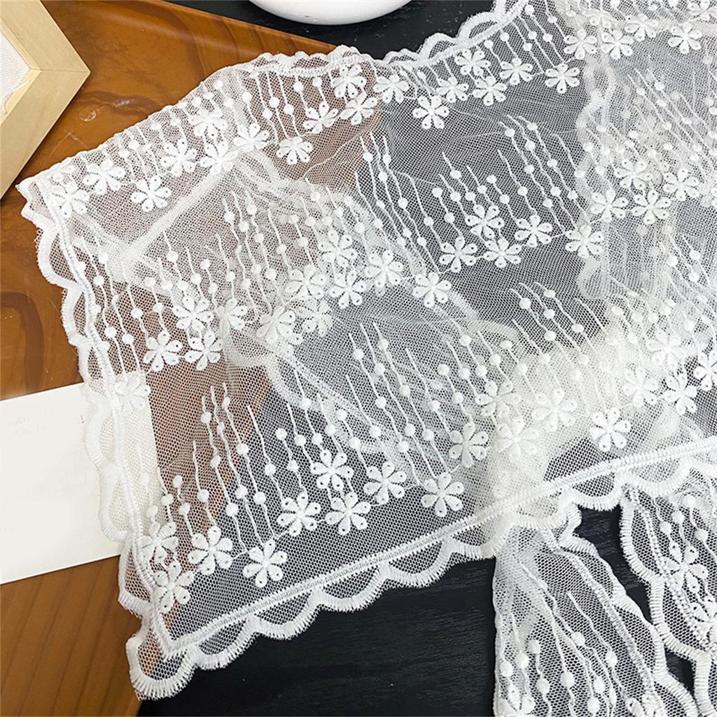 Women's Elegant Flower Lace Shawl Wrap Faux Collar Neck Scarf Tie Knot Front Mini Shoulder Capes Decorative Waist Belt