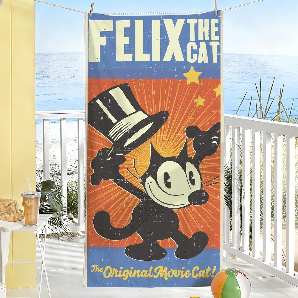 

Funny F-Felix the-Cat Cartoon Towel Soft Pool Gift For Travel Gym Shower Camping Quick Dry Sports Large Beach Towels W40*H60(CM)