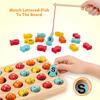 Wooden Magnetic Fishing Game, Fine Motor Skill Toy ABC Alphabet Color Sorting Puzzle, Montessori Letters Cognition Preschool Gift with 2 Pole